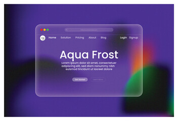 Aqua Frost Interface Mockup Design Modern Website UI Transparent Glass Effect Purple Background Web Design Inspiration