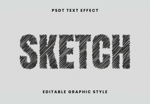 Black Hand-Drawn Pencil Sketch Text Effect Lines Font