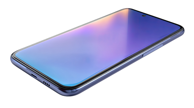 Modern mobile phone with sleek touchscreen display smartphone technology gadget for communication and internet use isolated on white background