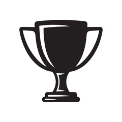 Black Trophy Cup Icon in a Simple, Stylized Silhouette Design