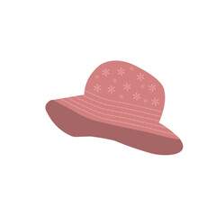 Fedora hat illustration. Beautiful hat illustration. Beach hat illustration. Women's hat illustration. Minimalist hat illustration. Flat design of women's hat