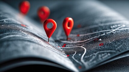 Location Pins on Abstract Map