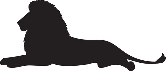 Male Lion Lying on Ground Silhouette