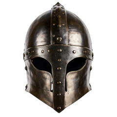  metal antique viking helmet isolated on white or transparent.