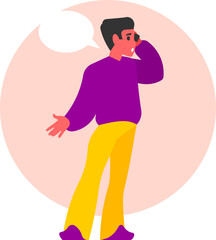 Man Talking on the Phone – Communication and Business Conversation Vector Illustration