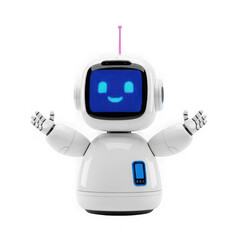Cute robot character isolated on transparent background
