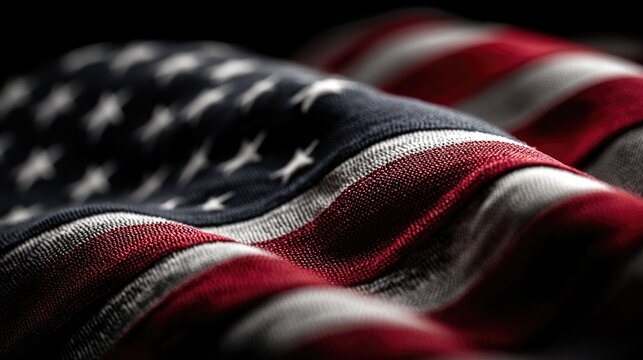 American flag close-up fabric texture