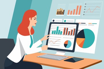 Accounting finance graphic report worker vector image
