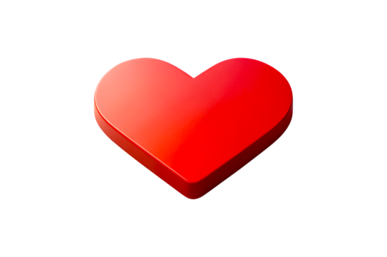 Minimalist red heart icon symbolizing love romance and affection flat design graphic isolated on transparent background