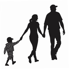 A father mother and young son walking together holding hands representing family unity love and a shared journey through life