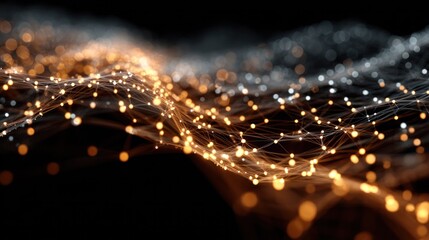 A complex network of glowing interconnected lines, representing private communication.