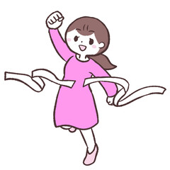ゴールする女性のイラスト