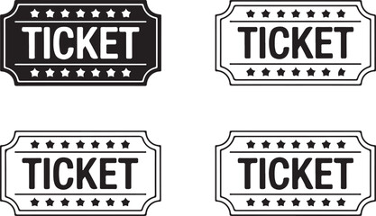 Admit One Ticket Graphic with Star Border for Event Entry and Admission Pass Design Element Vector