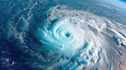 Satellite view of powerful hurricane swirling over the ocean