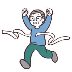 ゴールするシニア男性のイラスト
