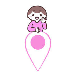 女性の位置アイコンイラスト