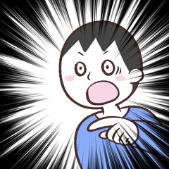 指をさしびっくりしている男性のイラスト