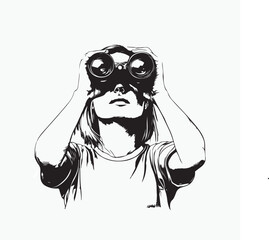 young woman with binoculars