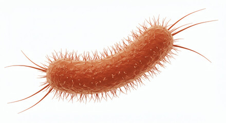 Detailed Microscopic Illustration of a Salmonella Bacterium Isolated on a White Background