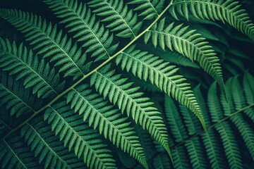 Green fern frond pattern with natural symmetry and soft light on clean neutral background