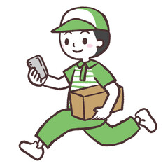 走る配達員のイラスト