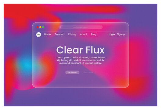 Clear Flux Website Design Modern UI UX Glassmorphism Interface Landing Page Template Web Design Inspiration Futuristic