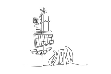 Tech meets food concept. Single line draw design. Vector graphic illustration