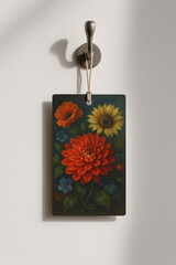 Floral Art Printed Tag Hanging on Wall