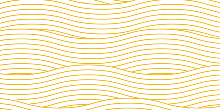 Yellow instant noodle, pasta and spaghetti texture with geometric wavy lines. Ramen, pasta vector pattern. Background abstract food illustration