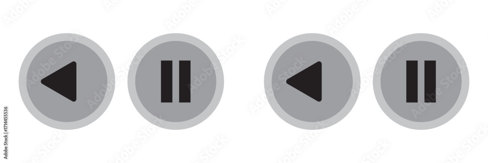Wall mural media player buttons icon set, play and pause buttons sign, video audio player button symbol, vector