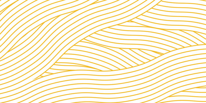 Yellow instant noodle, pasta and spaghetti texture with geometric wavy lines. Ramen, pasta vector pattern. Background abstract food illustration