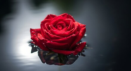 Single Red Rose Close Up Macro Photography.