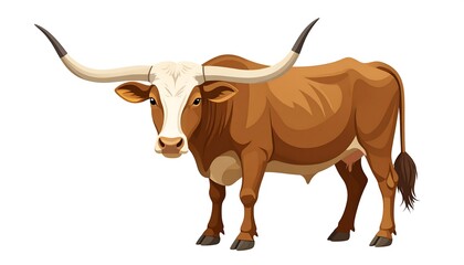 Illustration of a longhorn cattle
