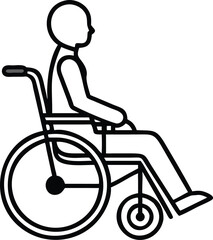 Fototapeta premium Simple silhouette icon person sitting in a wheelchair for accessibility and mobility aid vector