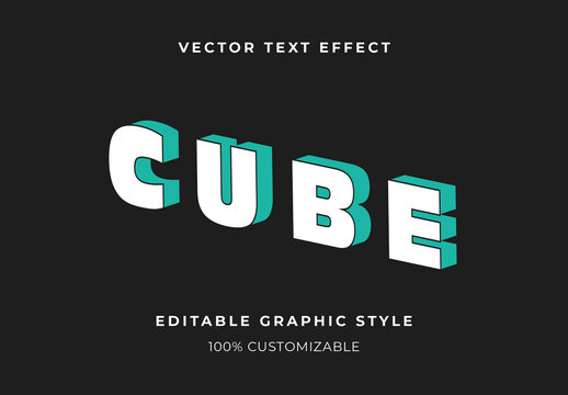 White And Green Isometric 3D Cube Font Bold Text Effect