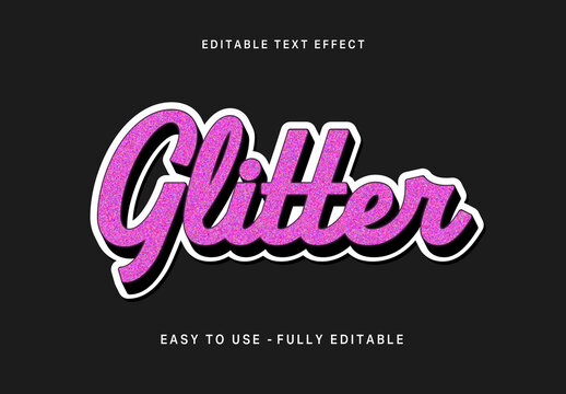 Pink Glitter Sticker Cutout Text Effect Script Sparkle Font