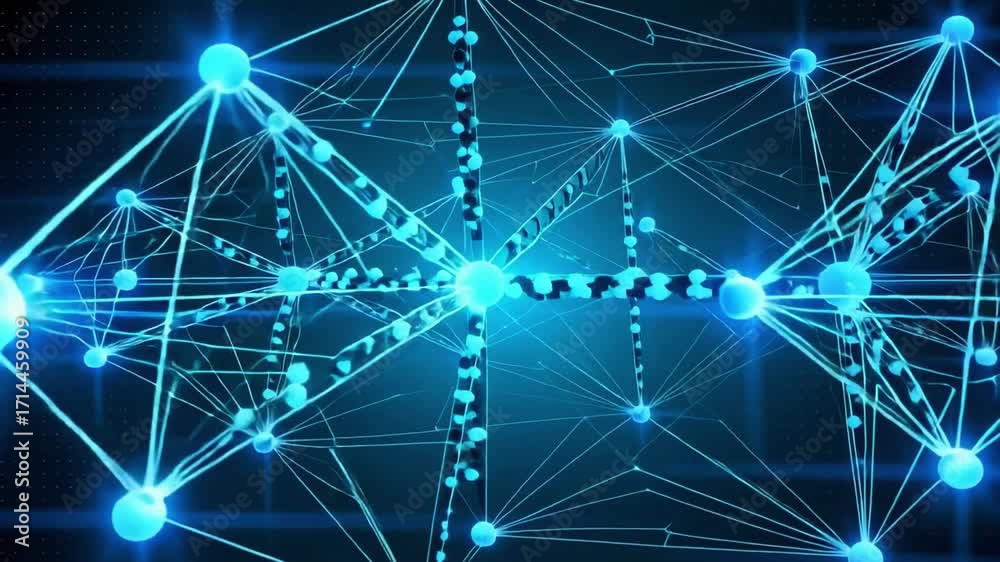 Wall mural abstract network connection structure digital technology background visualization 3d