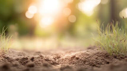 Fototapeta premium Natural grass and soil textures highlighting biodiversity, preservation, and environmental awareness.