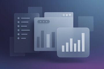 Digital financial data visualization with abstract graphs and charts on a dark gradient background representing analytics