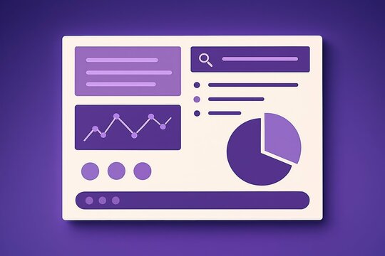 Modern digital dashboard interface displaying analytics charts graphs and data visualizations on a purple background