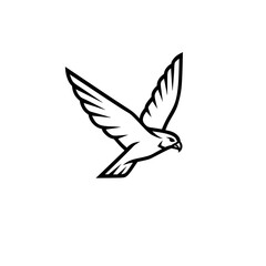 Fototapeta premium Minimalist Falcon Bird Logo - Modern Flying Hawk Silhoutte 
