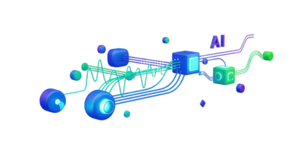 Abstract futuristic rendering representing artificial intelligence network processing