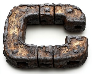 Rusted metal letter C