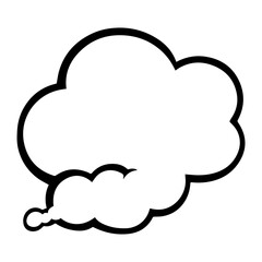 Illustration of a simple white cloud shape with a thick black outline on a plain white background image