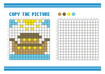 Copy the picture grid drawing worksheet for kids. Pixel art ark