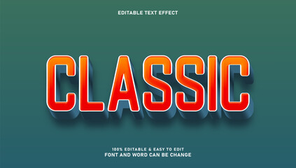 Text effect with classic 3d style that can be edited