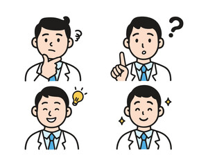 Expression Illustration Set of a Middle-Aged Man Wearing a Vest