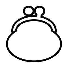 Outline Icon of a Coin Purse on White Background