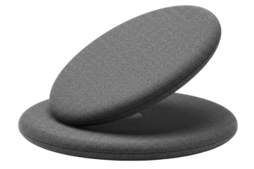 Ergonomic gray fabric wobble cushion for active sitting posture isolated with transparent background