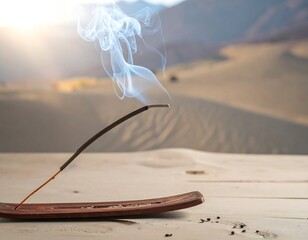 Incense stick smoke over desert